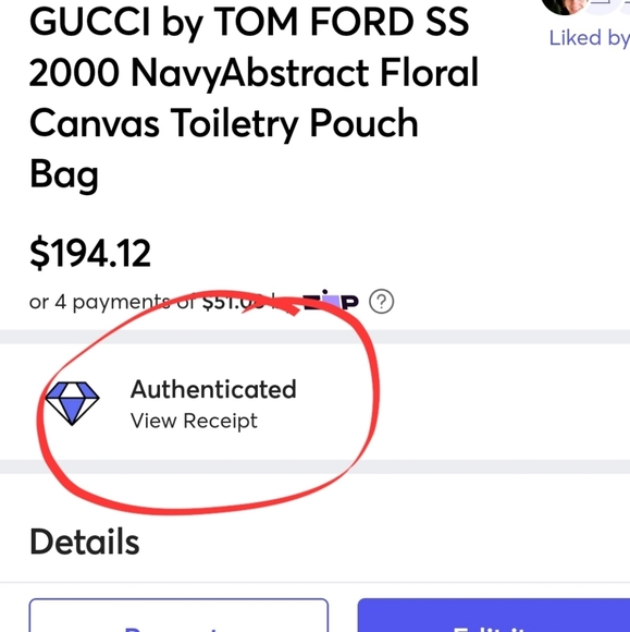 GUCCI by TOM FORD 2000 Navy 9Abstract Floral Canvas Toiletry Pouch Bag Authentic - Picture 16 of 16